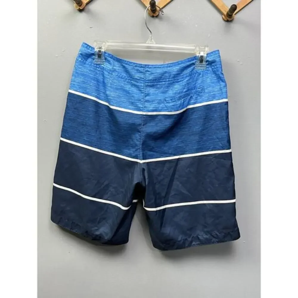 Hollister Swim Trunks Mens Small Blue Striped Mesh Lined Drawstring Polyester‎